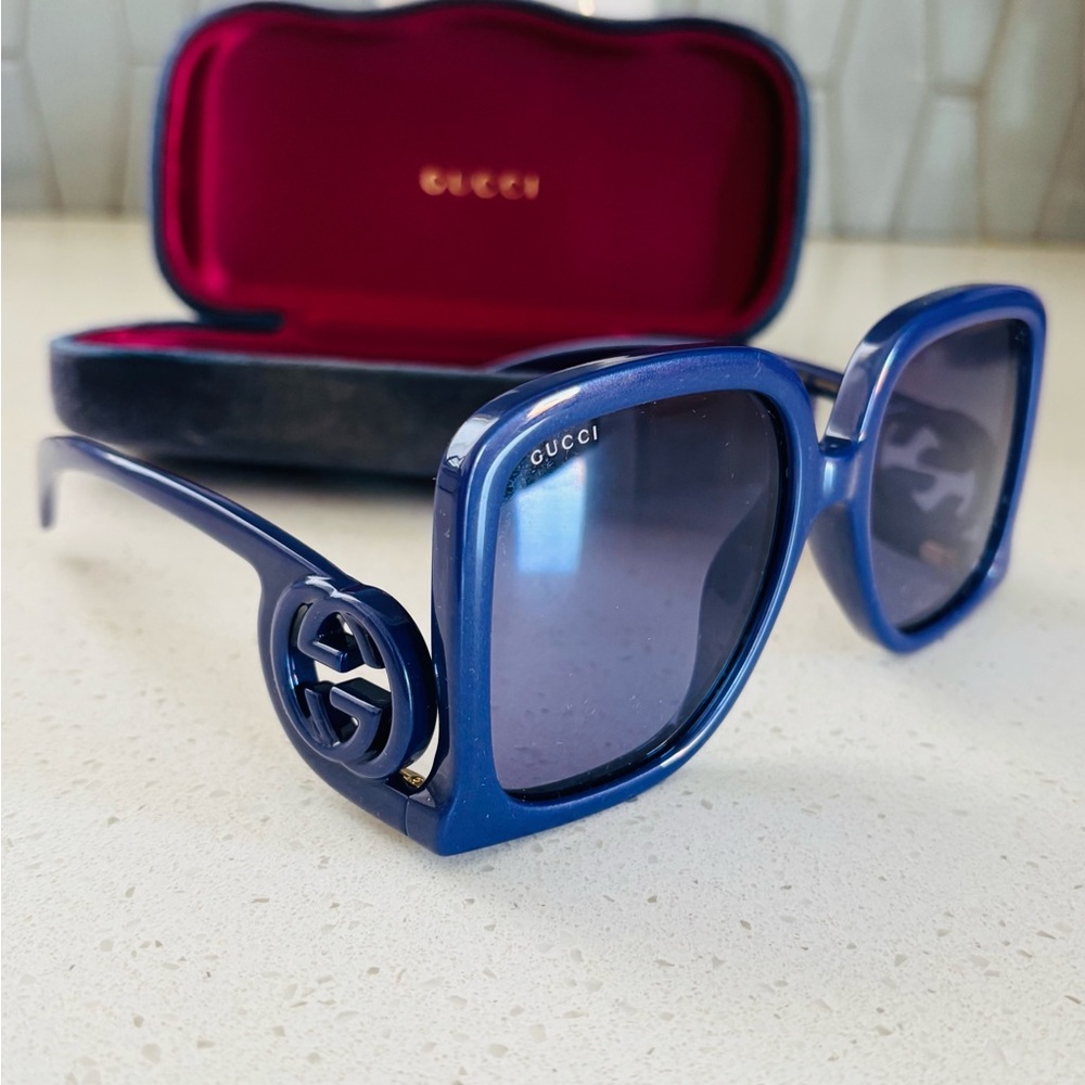 Gucci‎ Women’s Gradient GG1326S Square Plastic Sunglasses Designer Luxury 58mm - Picture 7 of 11